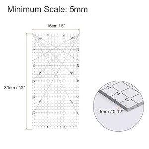 Quilters Ruler Non Slip Double Grid Lines for Sewing Quilting Craft