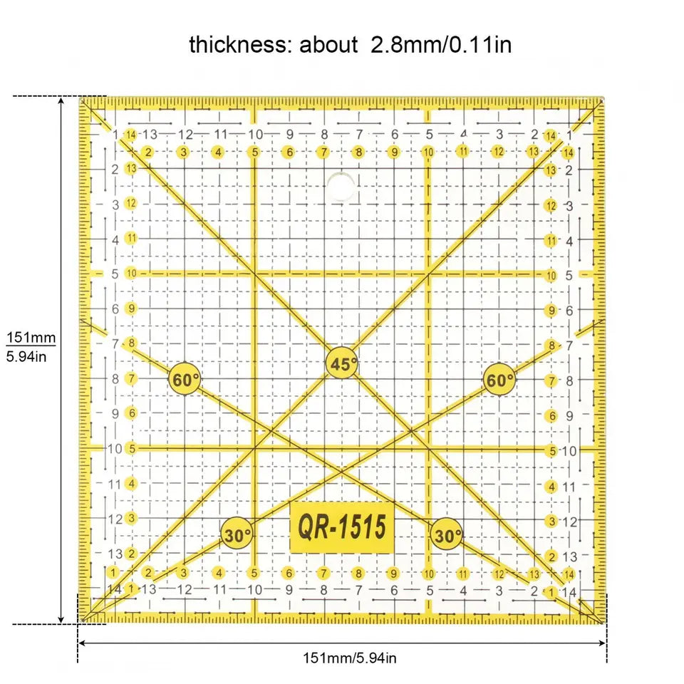 Quilting Ruler Acrylic Quilters' Ruler Fabric Cutting Template for Sewing Crafts